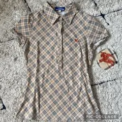 美品✨バーバリーブルーレーベル ノバチェック ホースロゴ ポロシャツ M バーバリーブルーレーベルBurberry ノバチェック レディースポロシャツ