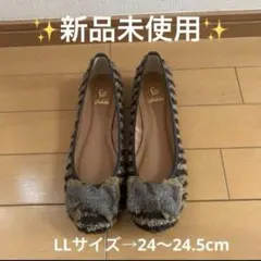coca 黒 リボン付きメッシュパンプス(23.5cm)のサムネイル