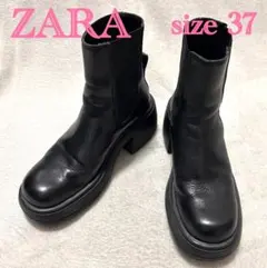 ZARA ザラ 厚底 サイドゴアブーツ トラックソール ブラック 37