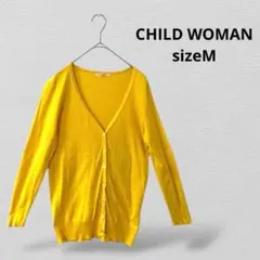 CHILD WOMANチャイルドウーマン Vネック カーディガン　M　イエローのサムネイル