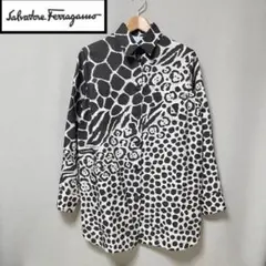 美品 フェラガモ アニマル柄 リネン 麻 ロング シャツ ジャケットのサムネイル