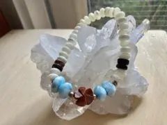 ラリマーとシェル　ブレスレット／愛と癒し／ドミニカ産天然石⭐︎フラダンスにも♡