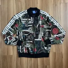 Lアディダスadidasブラック黒総柄トラックジャケットジャージXFLSSTT