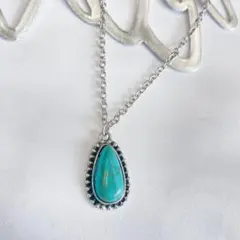 ターコイズ シルバー アンティーク 涙型 ネックレス ユニセックス レディース