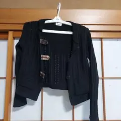 R.soon ブラック フード付きカーディガン