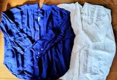 ドルマンシャツ ネイビー・ホワイト　七分袖