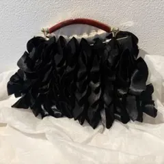 【1回使用のみ】La Pièce フリルパーティー2way黒バッグ