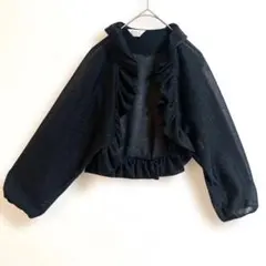 petitPoudre ラメフリルボレロ 黒 ショート丈 パーティー 結婚式　Mのサムネイル