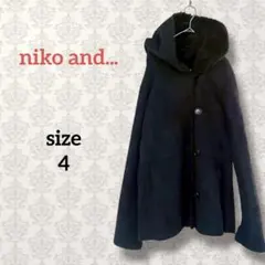 ニコアンド【4】フード付きスウェードコート 黒 ムートン 裏起毛 極暖 無地