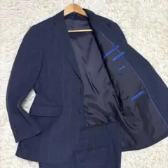 ✨️美品 TAKA-Q 洗える ネイビーチェック スーツ セットアップ AB6