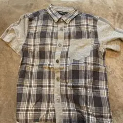 COMME CA ISM 半袖シャツ 130A チェック柄 グレー系