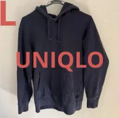 L ユニクロ スウェット プルパーカ ネイビー　レディース