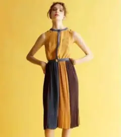 【REDYAZEL】バイカラープリーツワンピース