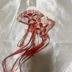 【新品未使用】扇子ヘアクリップ 2個セット 赤