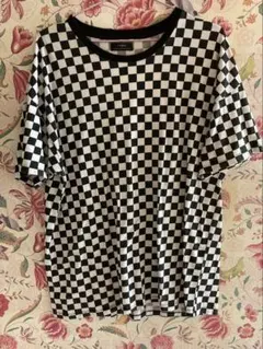 ZARA チェッカーフラッグ柄 半袖Tシャツ XLのサムネイル