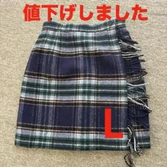 値下げしました　チェック柄タイトスカート ネイビー グリーン