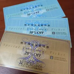 ゼビオ　株主優待券20％割引1枚、10％割引2枚