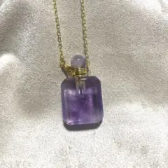 天然石　アメジスト　香水瓶型ペンダント