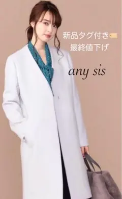 専用anysis アウター　ロングコート　ノーカラー　Vネック　グレイ　新品　L