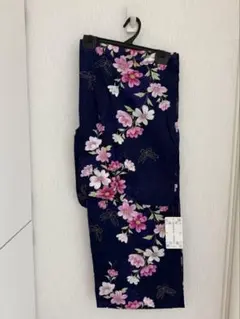 新品未使用 浴衣 女性用 紺 花 蝶 大人 綿100%