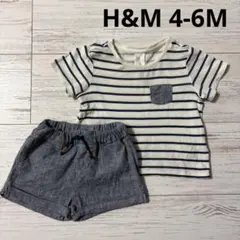 【H&M 4-6M】ボーダー柄　セットアップのサムネイル