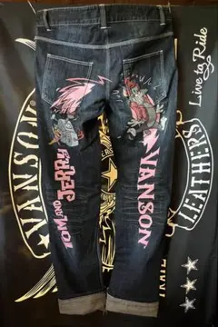 新品バンソンvanson✖️トムとジェリーコラボ　 ストーリーデザイン　パンツ