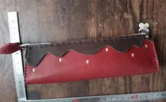 難あり【11】牛革いちごチョコペンケース