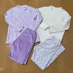ユニクロ　160cm 星柄ラベンダー、白とパープル　パジャマセット