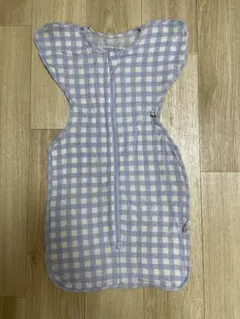 コニー　6m 水色 チェック柄 ジッパー付きスワドル