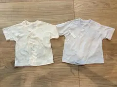 ベビー 短肌着 2枚セット ドット柄 無地 50-60cm