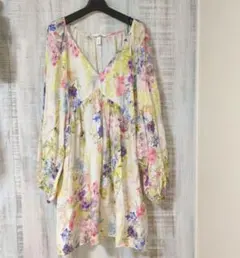 〈Ｈ＆Ｍ〉花柄チュニック　花柄ワンピース　長袖ブラウス　Мサイズ　ゆったりのサムネイル