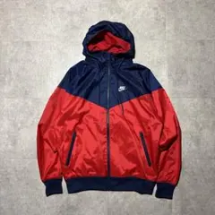 ナイキ　ナイロンジャケット　ウィンドランナー　赤　紺　フード付き　S → M相当