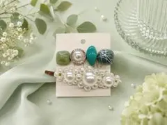 ヘアピン・クリップセット♡グリーンパール