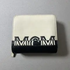 MCM 二つ折り財布 ホワイト/ブラック