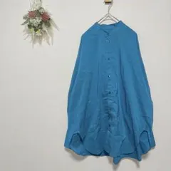 センスオブプレイス バンドカラーシャツ ビッグシルエット ブルー F 羽織 美品のサムネイル