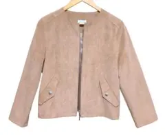 レリアン「アンレクレ」ノーカラージャケット　フェイクスウェード　キャメル　L