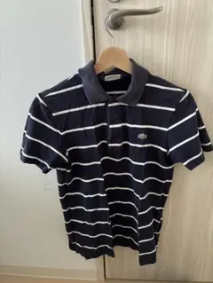 LACOSTE ネイビー/ホワイトストライプ ポロシャツ サイズ2