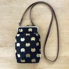 【未使用品】AYANOKOJI ポシェット がま口 ネコ ブラック アヤノコウジ