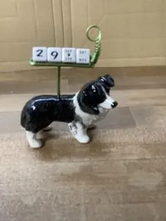 大幅最終値下げ【希少】ボーダーコリー犬の置物 日付表示付き 陶器製