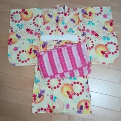 110cm 花柄金魚浴衣 帯付き