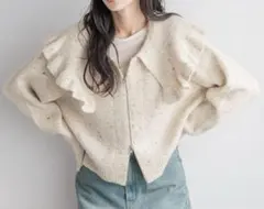 LOWRYS FARM ♡ フリルＢＩＧカラーカーディガンＬＳ