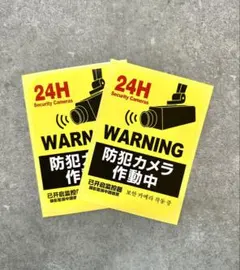 防犯カメラ作動中ステッカー 2枚