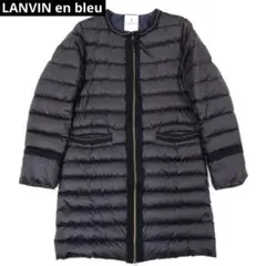 美品　LANVIN en bleu ランバン　ノーカラー ダウンコート 38のサムネイル