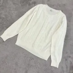 1454【アースミュージックアンドエコロジー】ケーブル編みニットM アイボリー