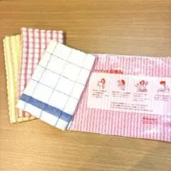 新品未使用品　ふきん　4枚セット　チェック柄　ピンク　イエロー　ブルー　粗品