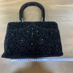 ビーズ刺繍 黒 パーティーバッグ