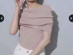 アルページュストーリー　オフショルニット　くすみピンクのサムネイル