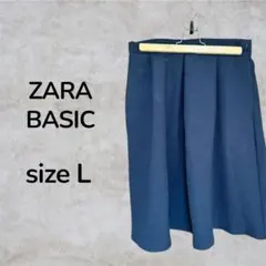 ZARA BASIC スカート　フレアスカート　膝丈スカート　ネイビー　古着