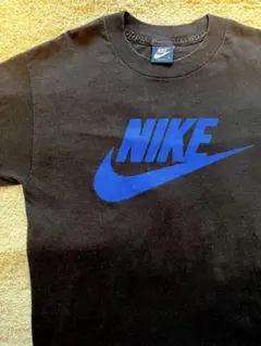 USA製80s NIKE Tシャツ 紺タグ スウォッシュロゴ　ブラック/ブルー