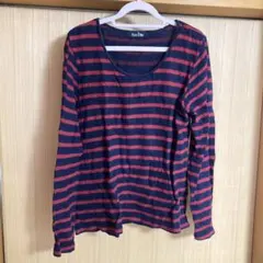 EAST BOY ネイビー/レッドストライプ 長袖トップス